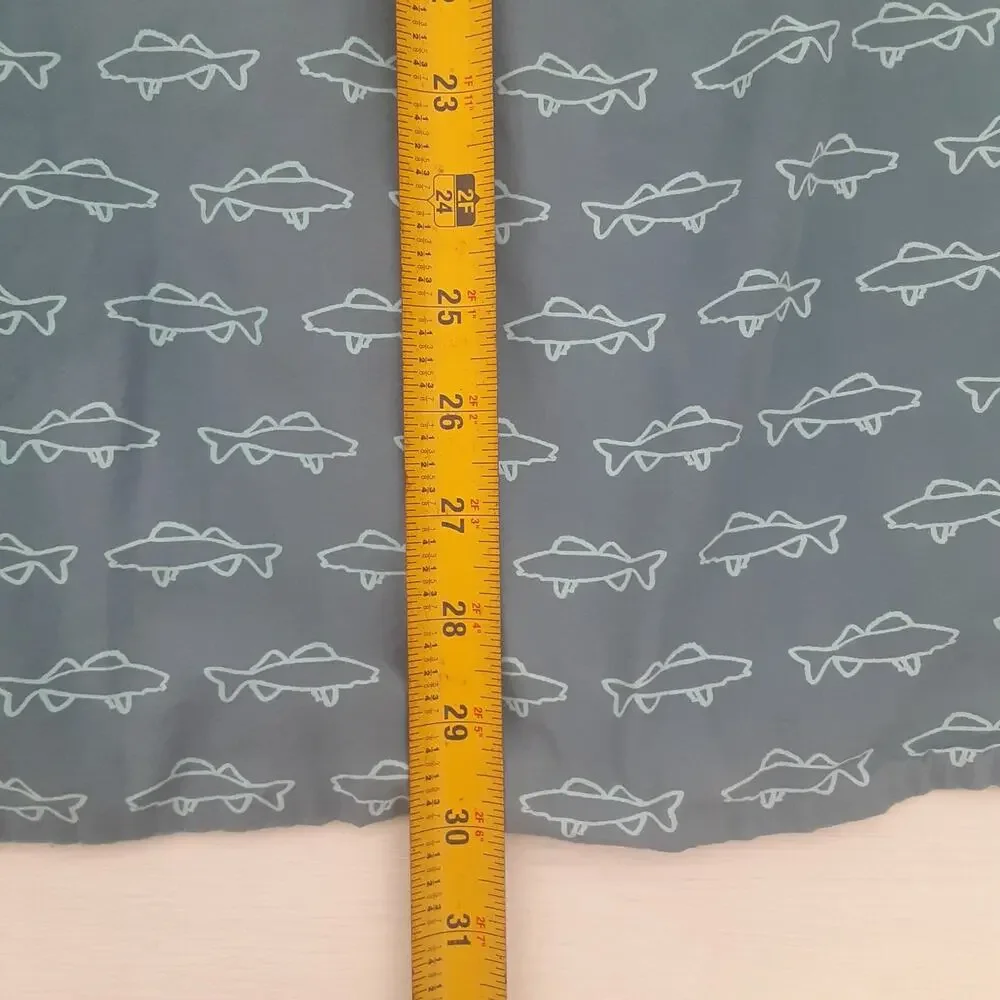 Duluth Trading Co Relaxed Fit Fish Print Button Down Short Sleeve Shirt Mens 2XL
